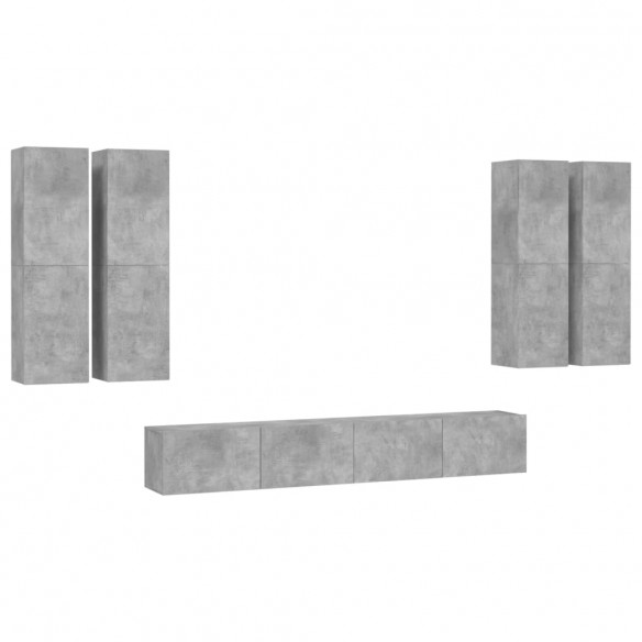 Ensemble de meuble TV 6 pcs Gris béton Aggloméré