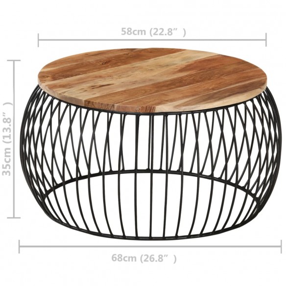 Table basse Ø68 cm Bois d'acacia massif