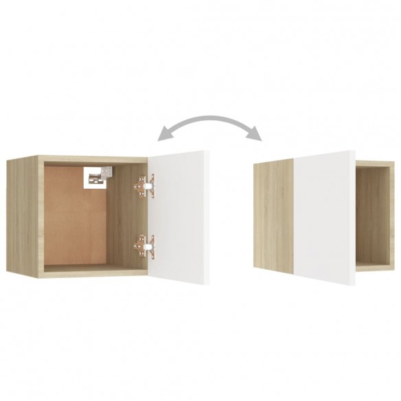 Meubles TV muraux 4 pcs Blanc et chêne sonoma 30,5x30x30 cm