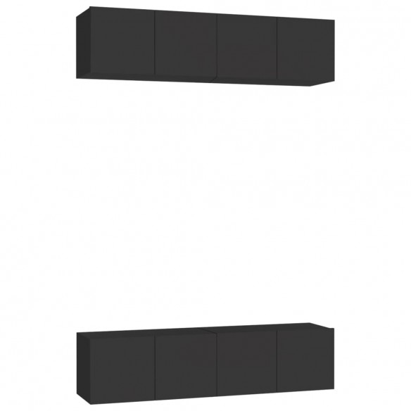 Meubles TV 4 pcs Noir 60x30x30 cm Aggloméré