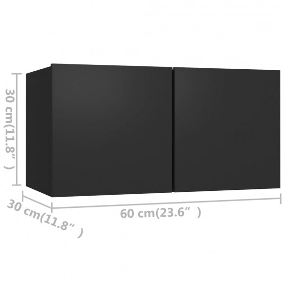 Meubles TV 4 pcs Noir 60x30x30 cm Aggloméré