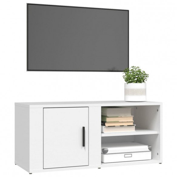 Meuble TV Blanc 80x31,5x36 cm Bois d'ingénierie