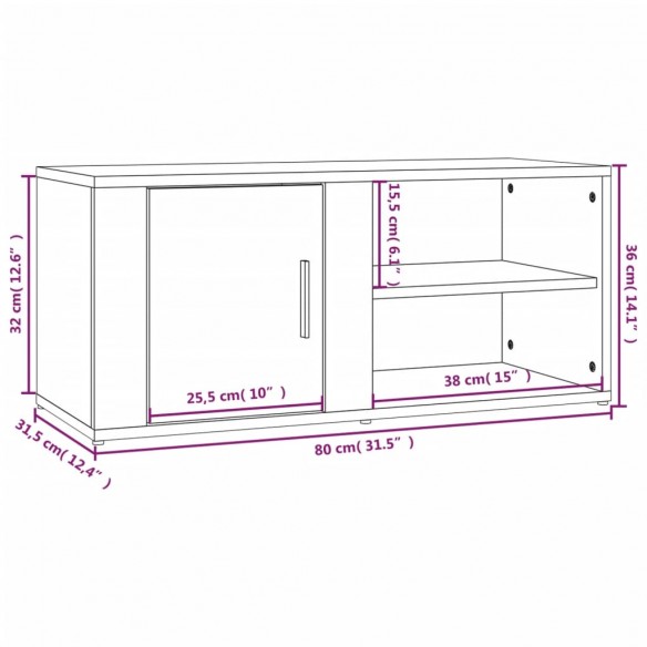 Meuble TV Blanc 80x31,5x36 cm Bois d'ingénierie