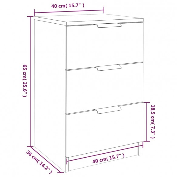 Tables de chevet 2 pcs Chêne fumé 40x36x65 cm