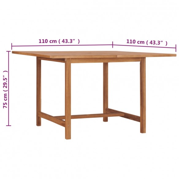 Table à dîner de jardin 110x110x75 cm Bois massif de teck