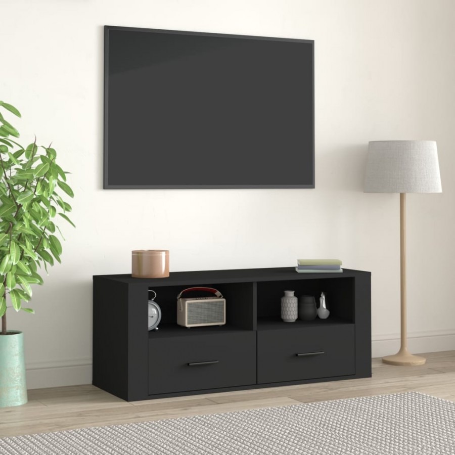 Meuble TV Noir 100x35x40 cm Bois d'ingénierie