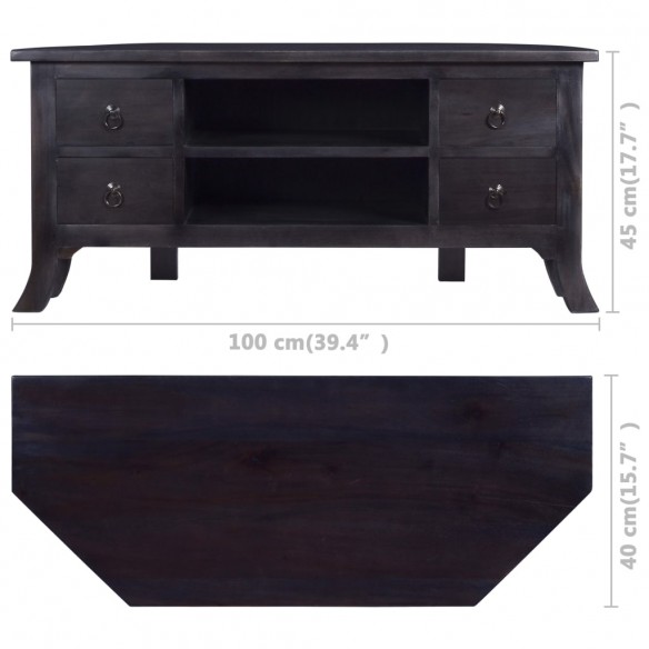 Meuble TV Café noir clair 100x40x45 cm Bois massif d'acajou