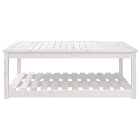 Table de jardin blanc 121x82,5x45 cm bois massif de pin