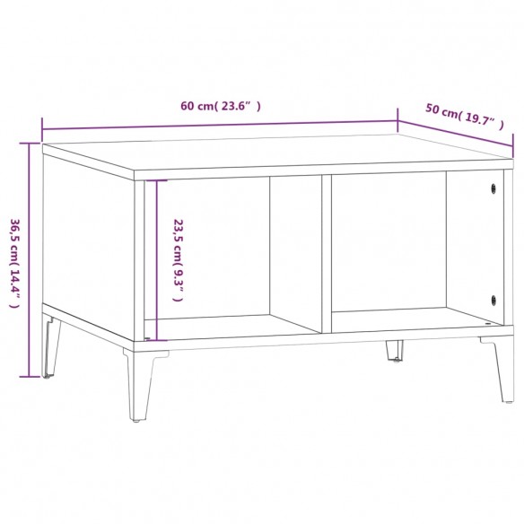 Table basse Blanc brillant 60x50x36,5 cm Bois d'ingénierie