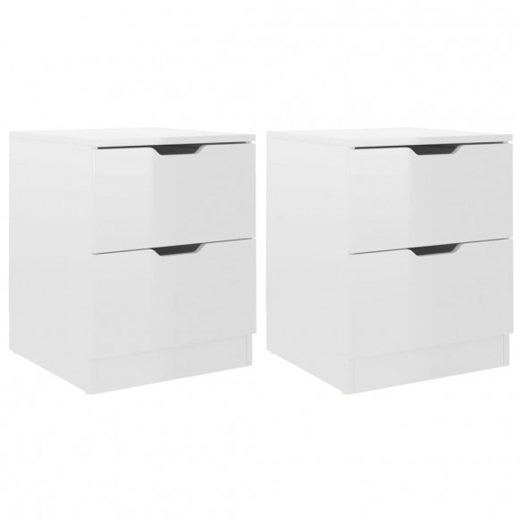 Tables de chevet 2 pcs Blanc brillant 40x40x50 cm Aggloméré