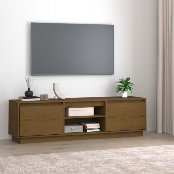 Meuble TV Marron miel 140x35x40 cm Bois de pin massif