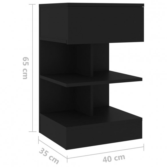 Table de chevet Noir 40x35x65 cm Aggloméré