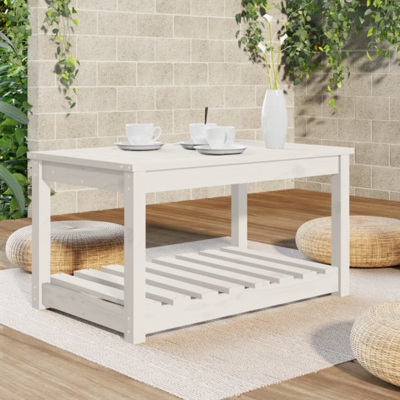 Table de jardin blanc 82,5x50,5x45 cm bois massif de pin