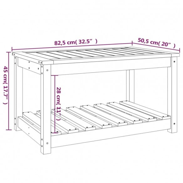 Table de jardin blanc 82,5x50,5x45 cm bois massif de pin