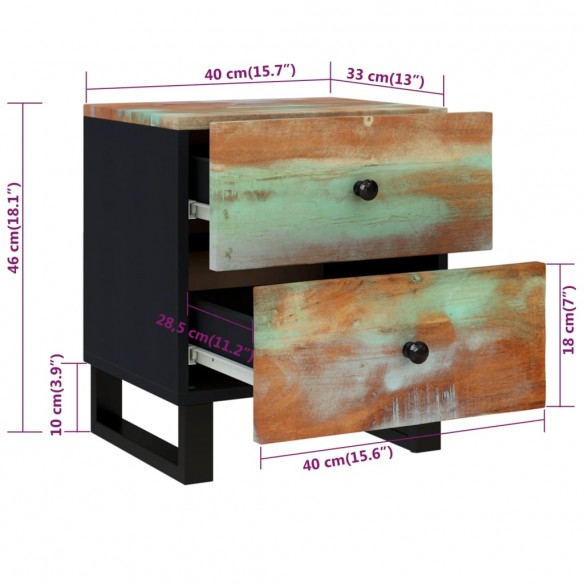 Table de chevet 40x33x46 cm Bois massif de récupération