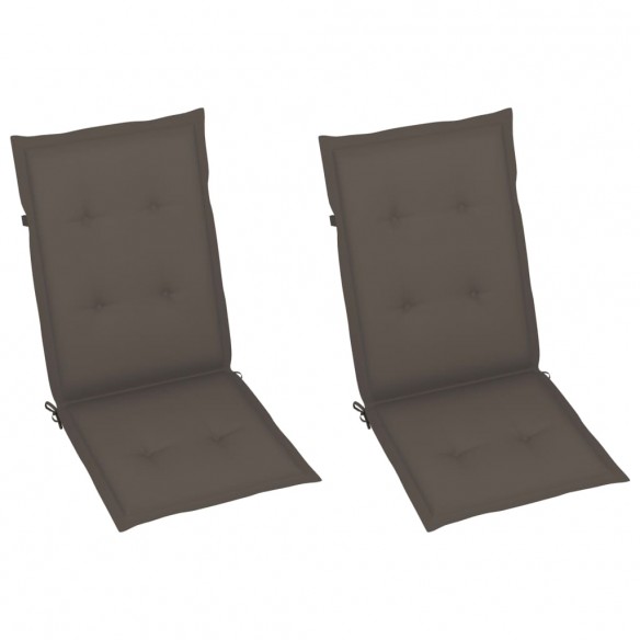 Chaises de jardin 2 pcs avec coussins taupe Bois de teck massif