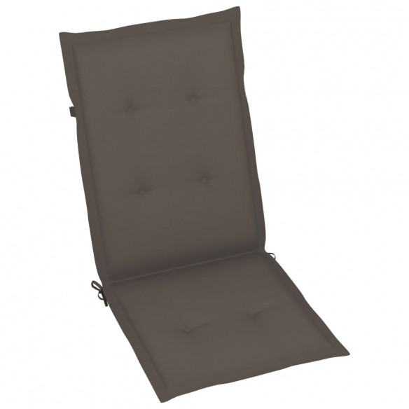 Chaises de jardin 2 pcs avec coussins taupe Bois de teck massif