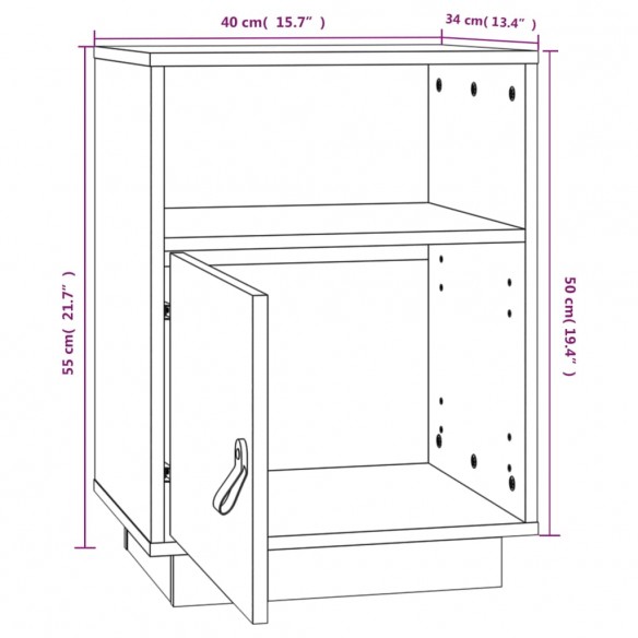 Table de chevet 40x34x55 cm Bois de pin solide