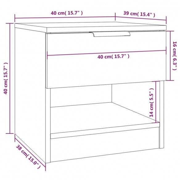 Tables de chevet 2 pcs Chêne fumé Bois d'ingénierie