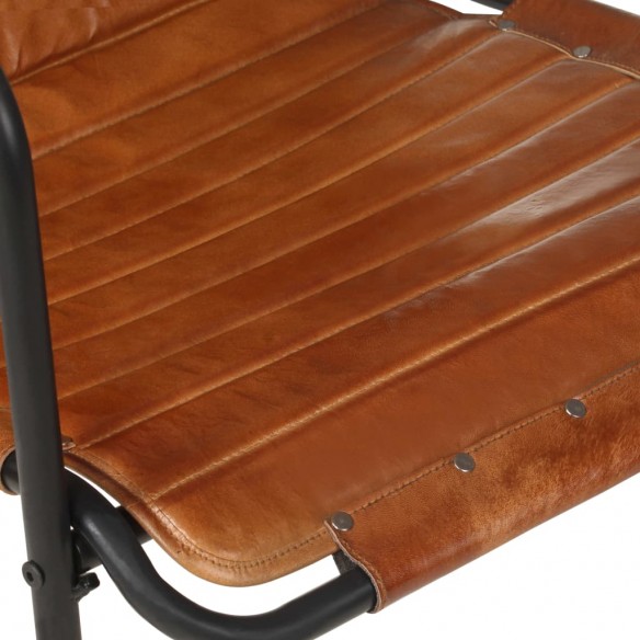 Fauteuil de relaxation avec repose-pied Marron Cuir véritable