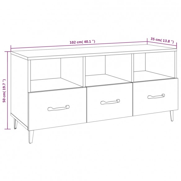 Meuble TV Sonoma gris 102x35x50 cm Bois d'ingénierie