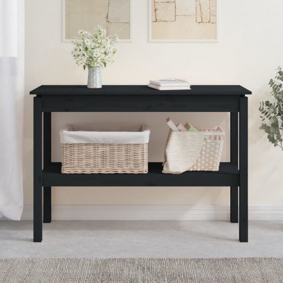 Table console Noir 110x40x75 cm Bois de pin solide