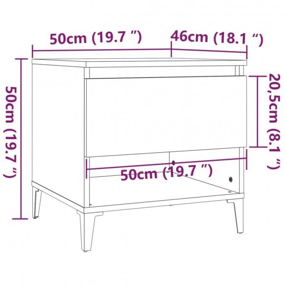 Table d'appoint Noir 50x46x50 cm Bois d’ingénierie