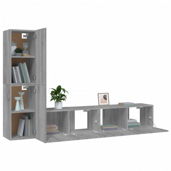 Ensemble de meubles TV 4 pcs Sonoma gris Bois d'ingénierie