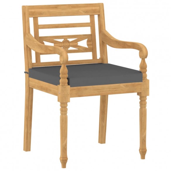 Chaises Batavia 6 pcs avec coussins Bois de teck solide