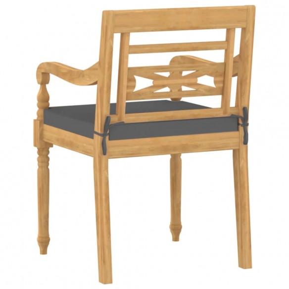 Chaises Batavia 6 pcs avec coussins Bois de teck solide