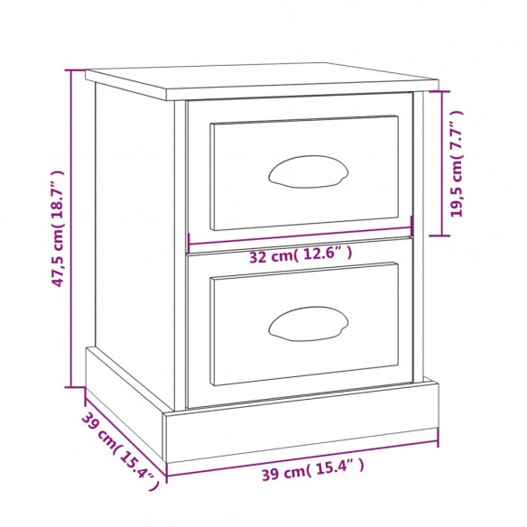 Tables de chevet 2 pcs blanc 39x39x47,5 cm bois d'ingénierie