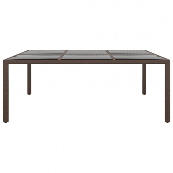 Table de jardin avec dessus en verre Marron 200x150x75 cm Rotin