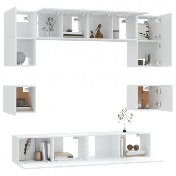 Ensemble de meubles TV 8 pcs Blanc Bois d'ingénierie