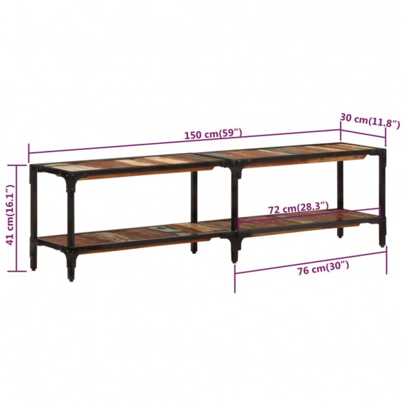 Meuble TV 150x30x41 cm Bois massif de récupération