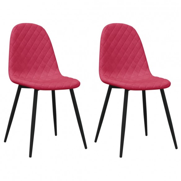 Chaises à manger lot de 2 Rouge bordeaux Velours