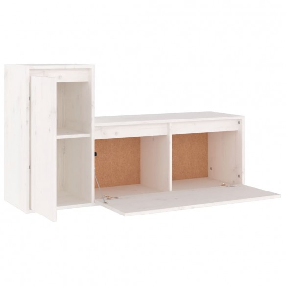 Meubles TV 2 pcs Blanc Bois massif de pin