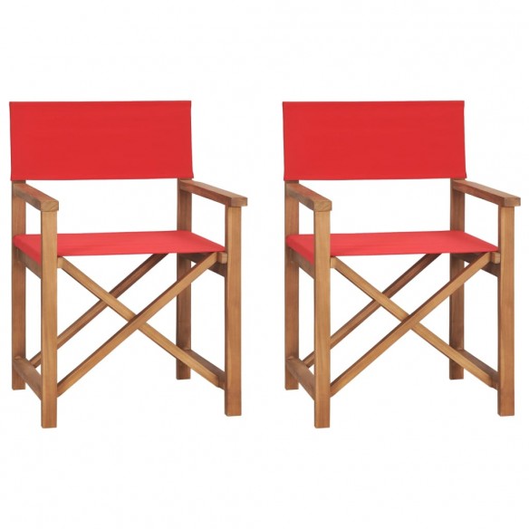 Chaises de metteur en scène pliantes lot de 2 Bois teck massif