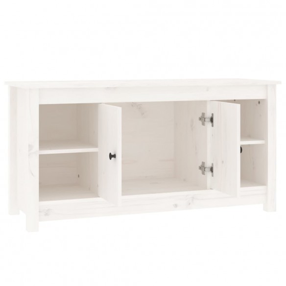 Meuble TV Blanc 103x36,5x52 cm Bois de pin massif