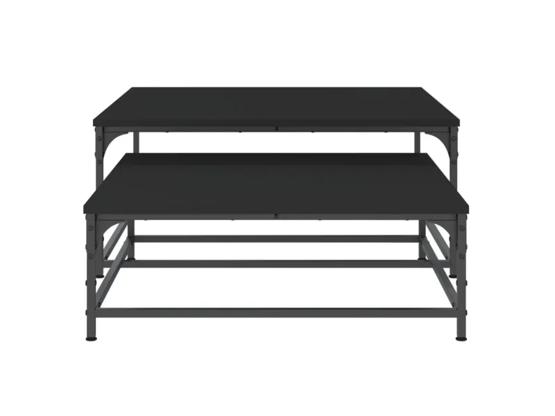 Tables basses gigognes 2 pcs noir bois d'ingénierie
