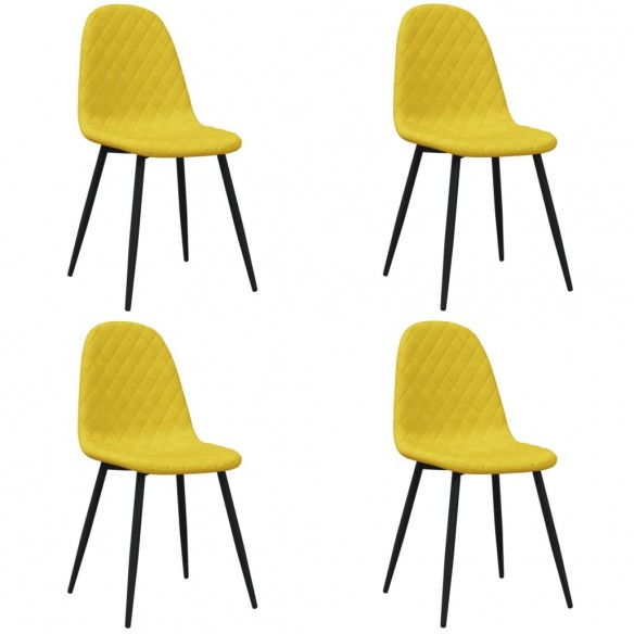 Chaises à manger lot de 4 Jaune moutarde Velours