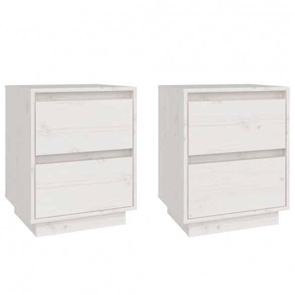 Tables de chevet 2 pcs Blanc 40x35x50 cm Bois de pin solide