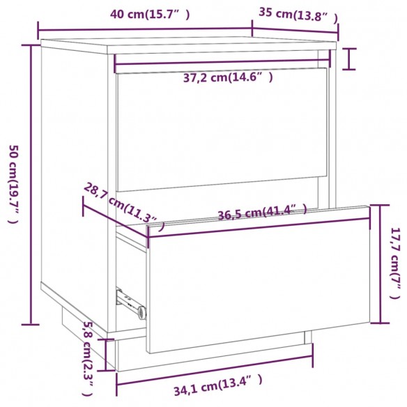 Tables de chevet 2 pcs Blanc 40x35x50 cm Bois de pin solide