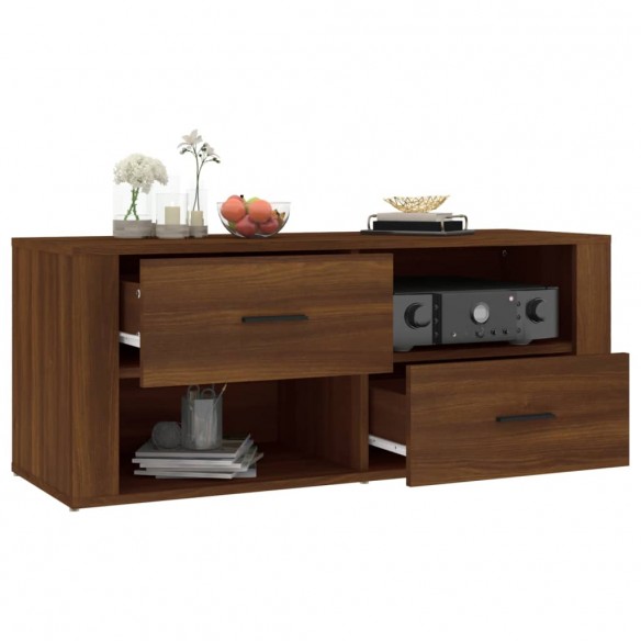 Meuble TV Chêne marron 100x35x40 cm Bois d'ingénierie