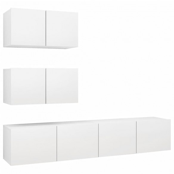 Ensemble de meuble TV 4 pcs Blanc Aggloméré