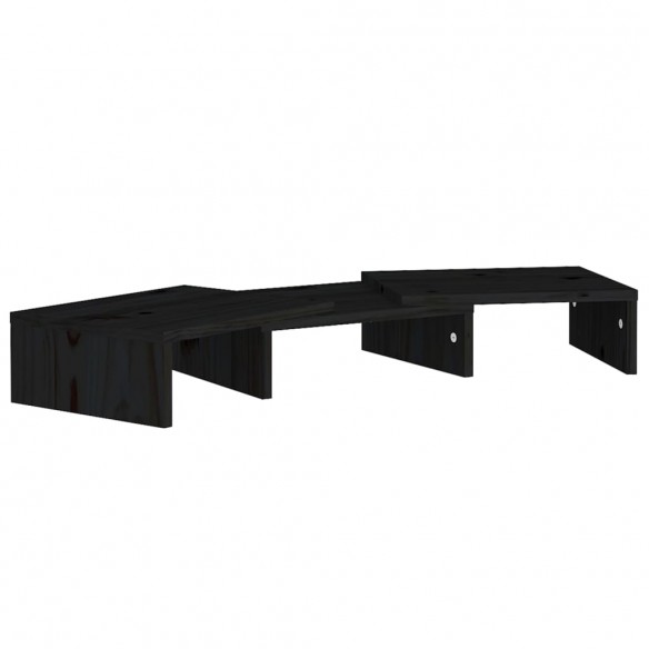 Support de moniteur Noir 60x24x10,5 cm Bois de pin solide