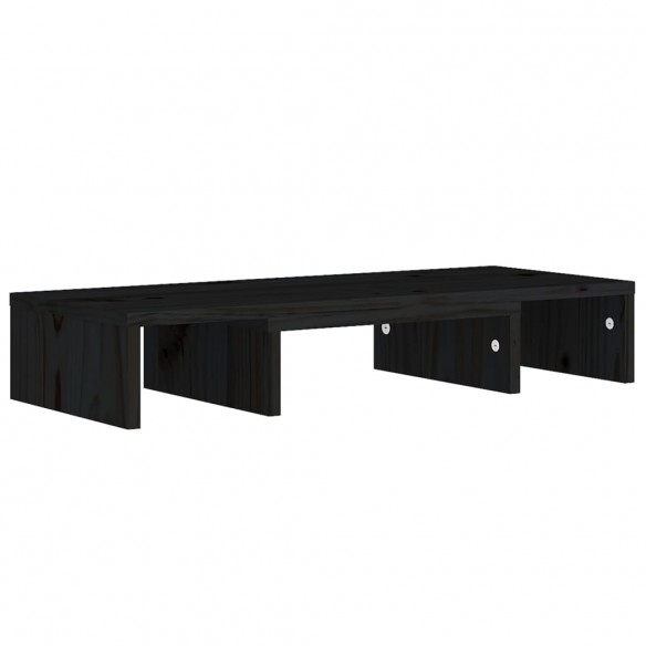 Support de moniteur Noir 60x24x10,5 cm Bois de pin solide