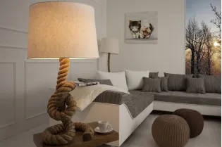 lampe à poser de 85 cm en lin couleur écrue