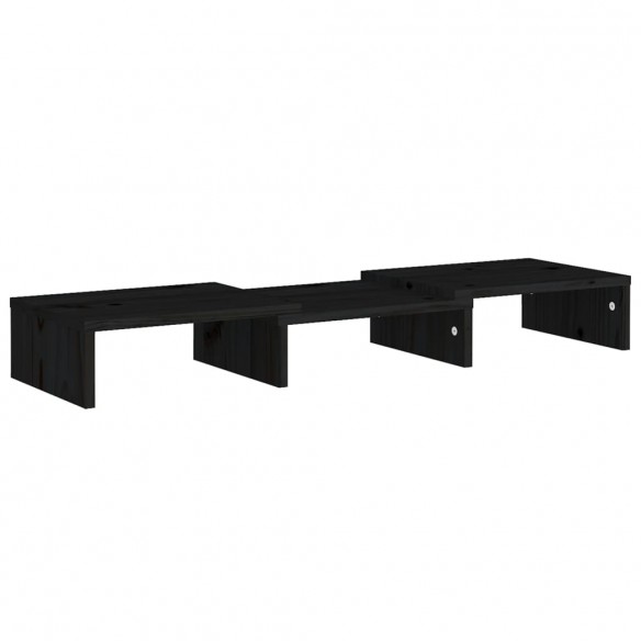 Support de moniteur Noir 60x24x10,5 cm Bois de pin solide