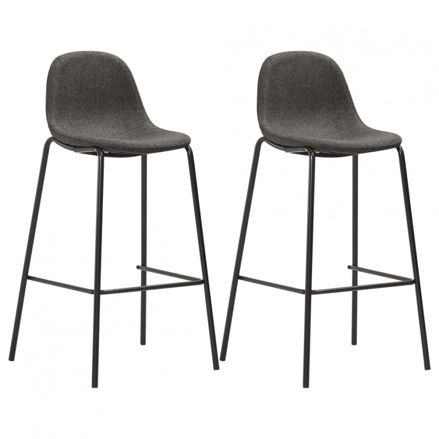 Chaises de bar lot de 2 gris foncé tissu