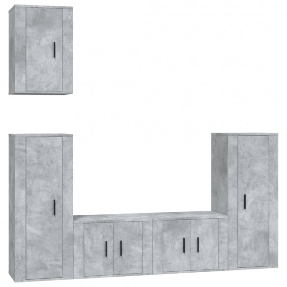 Ensemble de meubles TV 5 pcs Gris béton Bois d'ingénierie